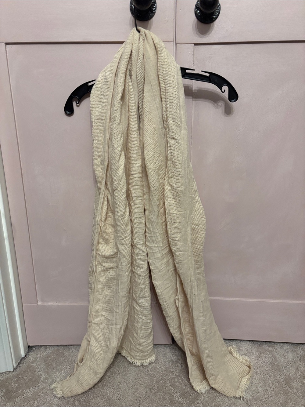 Neutral Cream Textured Cotton Scarf